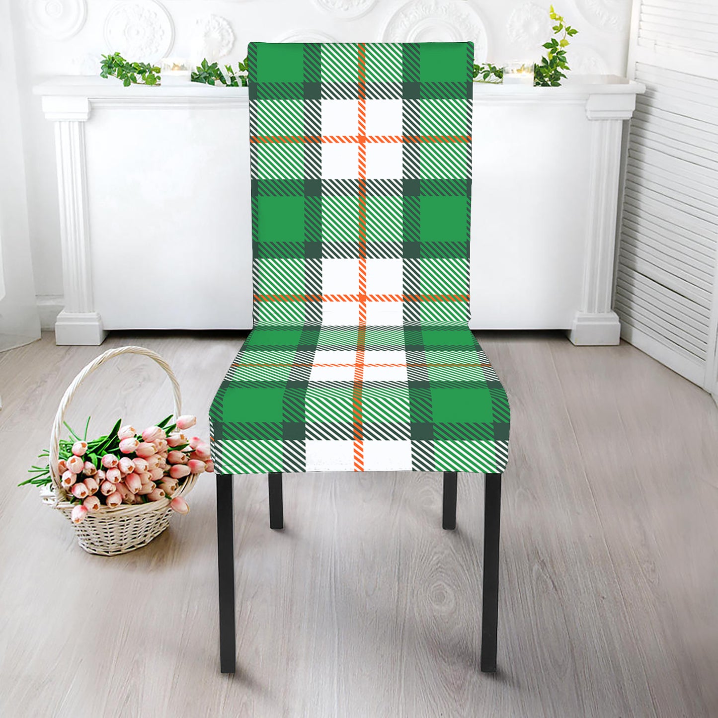 Irish Tartan St. Patrick's Day Print Dining Chair Slipcover