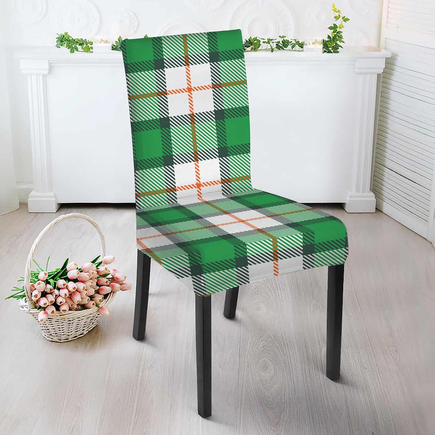 Irish Tartan St. Patrick's Day Print Dining Chair Slipcover