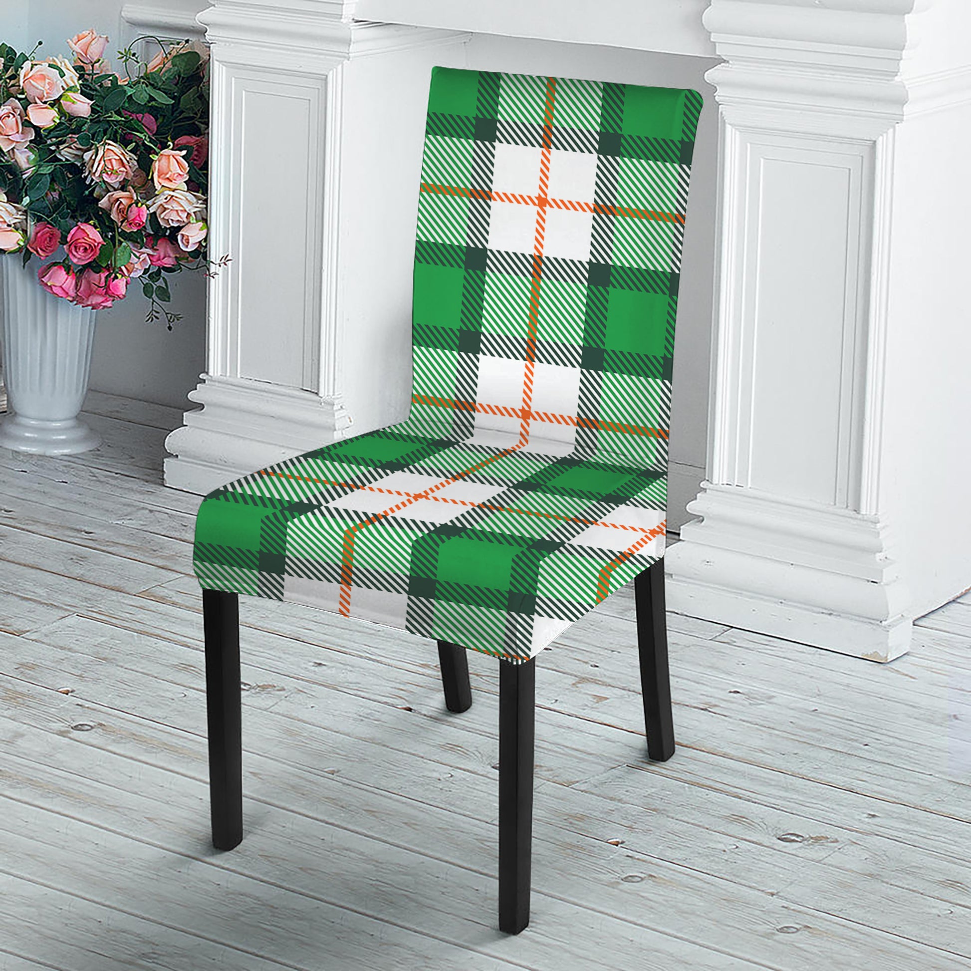 Irish Tartan St. Patrick's Day Print Dining Chair Slipcover