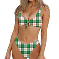 Irish Tartan St. Patrick's Day Print Front Bow Tie Bikini