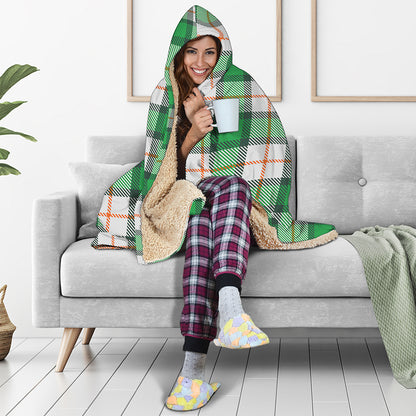 Irish Tartan St. Patrick's Day Print Hooded Blanket