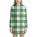 Irish Tartan St. Patrick's Day Print Pullover Hoodie Dress