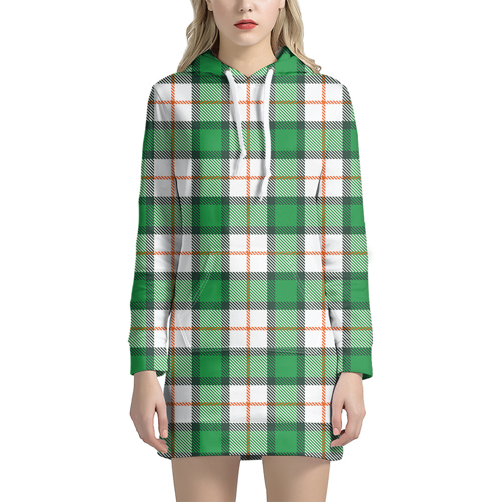 Irish Tartan St. Patrick's Day Print Hoodie Dress