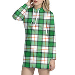 Irish Tartan St. Patrick's Day Print Hoodie Dress