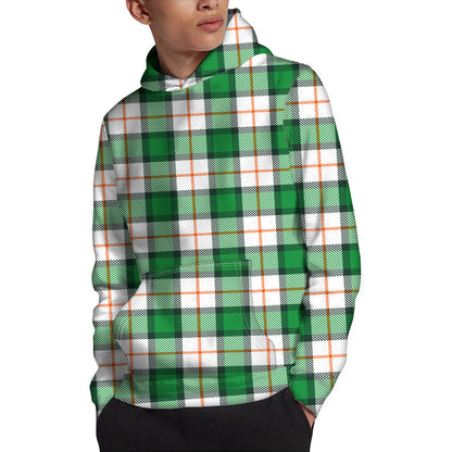 Irish Tartan St. Patrick's Day Print Pullover Hoodie