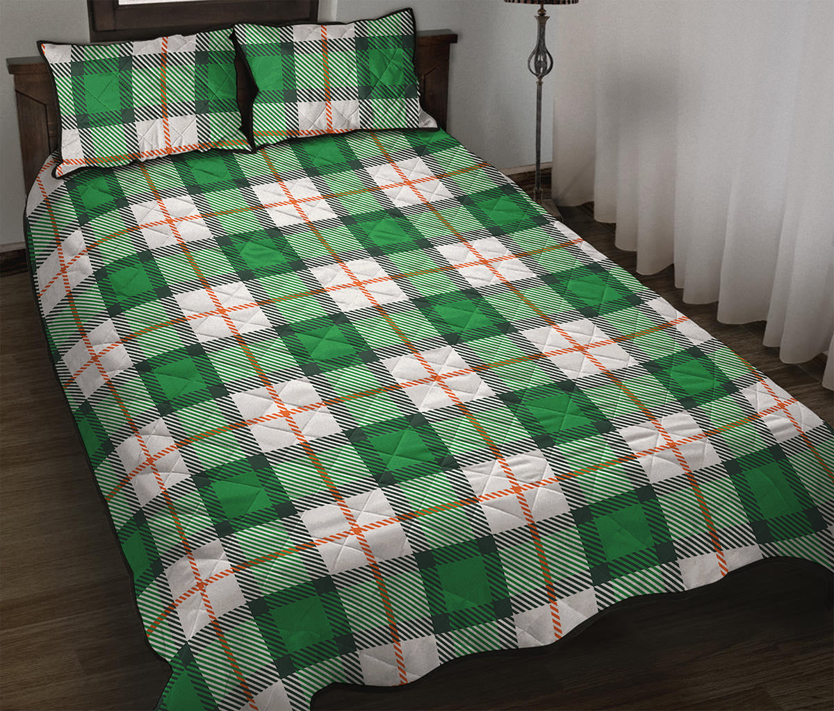 Irish Tartan St. Patrick's Day Print Quilt Bed Set