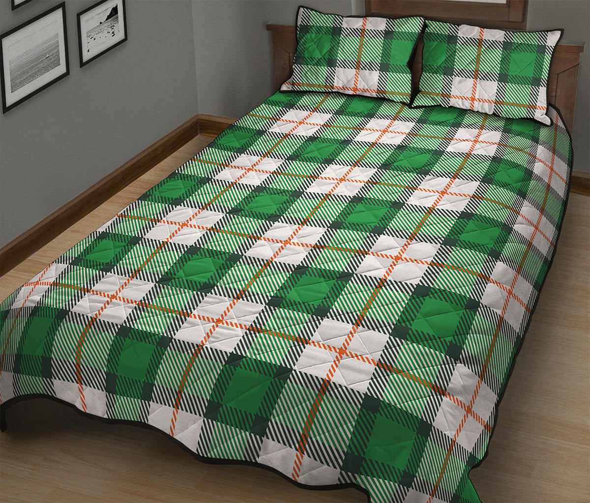 Irish Tartan St. Patrick's Day Print Quilt Bed Set