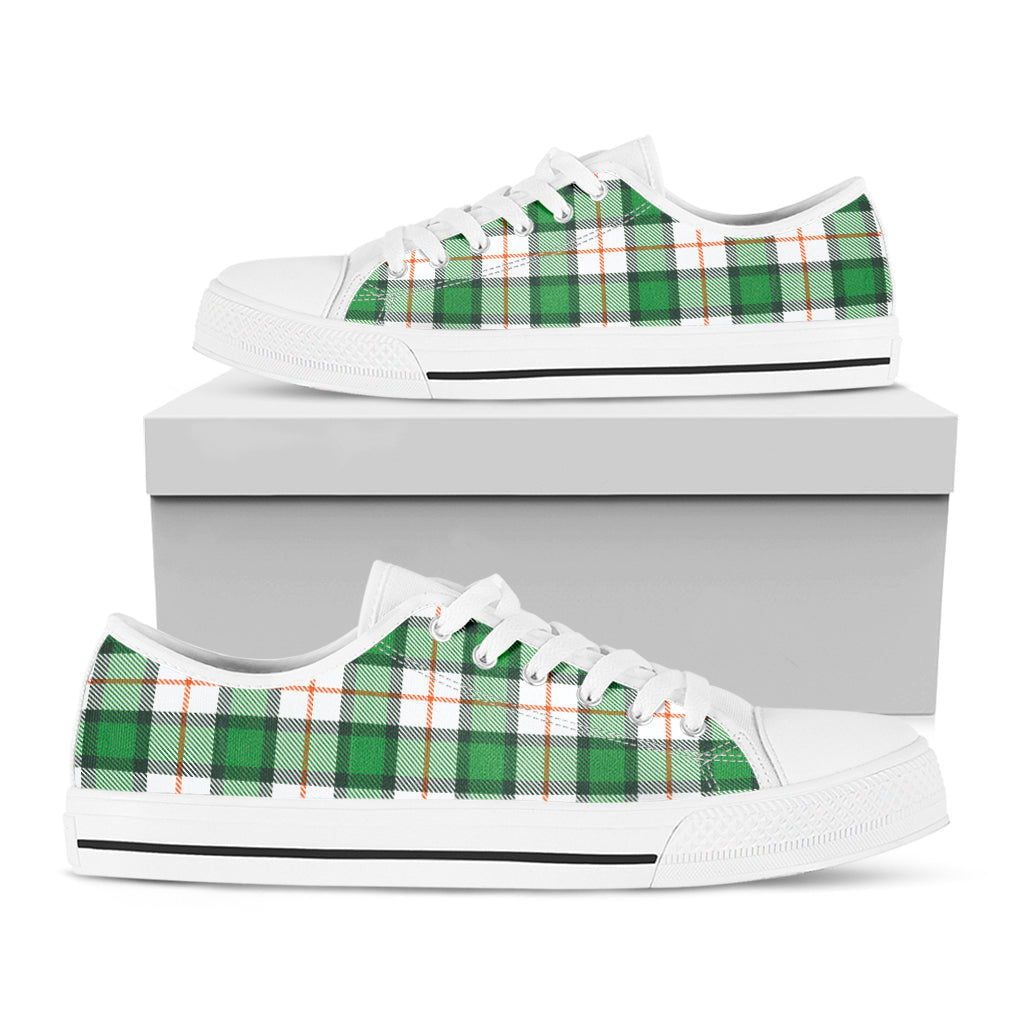 Irish Tartan St. Patrick's Day Print White Low Top Shoes