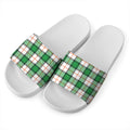Irish Tartan St. Patrick's Day Print White Slide Sandals