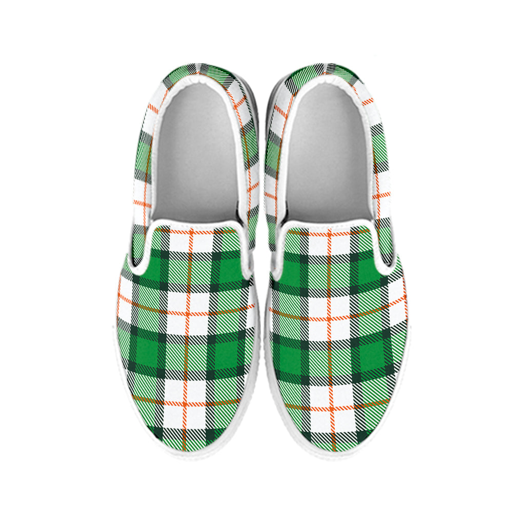 Irish Tartan St. Patrick's Day Print White Slip On Shoes