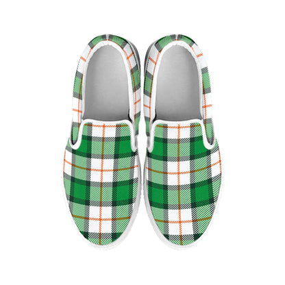 Irish Tartan St. Patrick's Day Print White Slip On Shoes