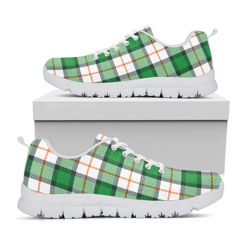 Irish Tartan St. Patrick's Day Print White Sneakers