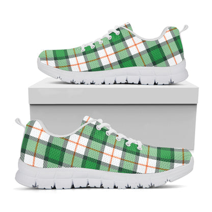 Irish Tartan St. Patrick's Day Print White Sneakers