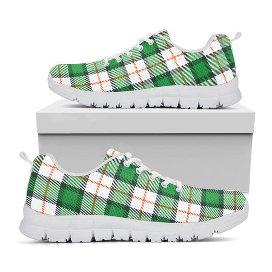 Irish Tartan St. Patrick's Day Print White Sneakers