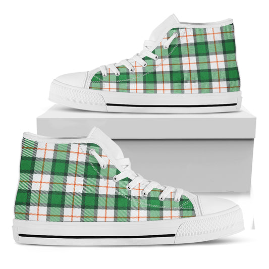 Irish Tartan St. Patrick's Day Print White High Top Shoes