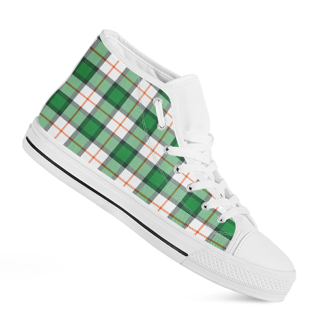 Irish Tartan St. Patrick's Day Print White High Top Shoes