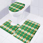 Irish Themed Argyle Pattern Print 3 Piece Bath Mat Set