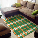 Irish Themed Argyle Pattern Print Area Rug