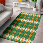Irish Themed Argyle Pattern Print Area Rug