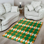 Irish Themed Argyle Pattern Print Area Rug
