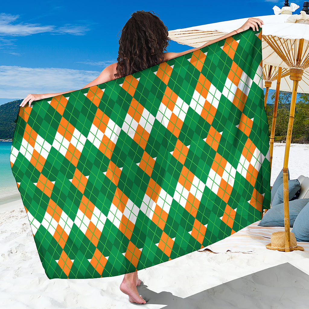 Irish Themed Argyle Pattern Print Beach Sarong Wrap