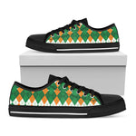 Irish Themed Argyle Pattern Print Black Low Top Shoes