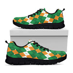 Irish Themed Argyle Pattern Print Black Sneakers