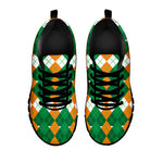 Irish Themed Argyle Pattern Print Black Sneakers
