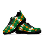 Irish Themed Argyle Pattern Print Black Sneakers