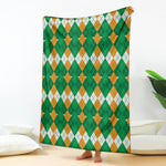Irish Themed Argyle Pattern Print Blanket