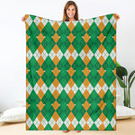 Irish Themed Argyle Pattern Print Blanket