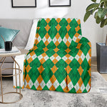 Irish Themed Argyle Pattern Print Blanket