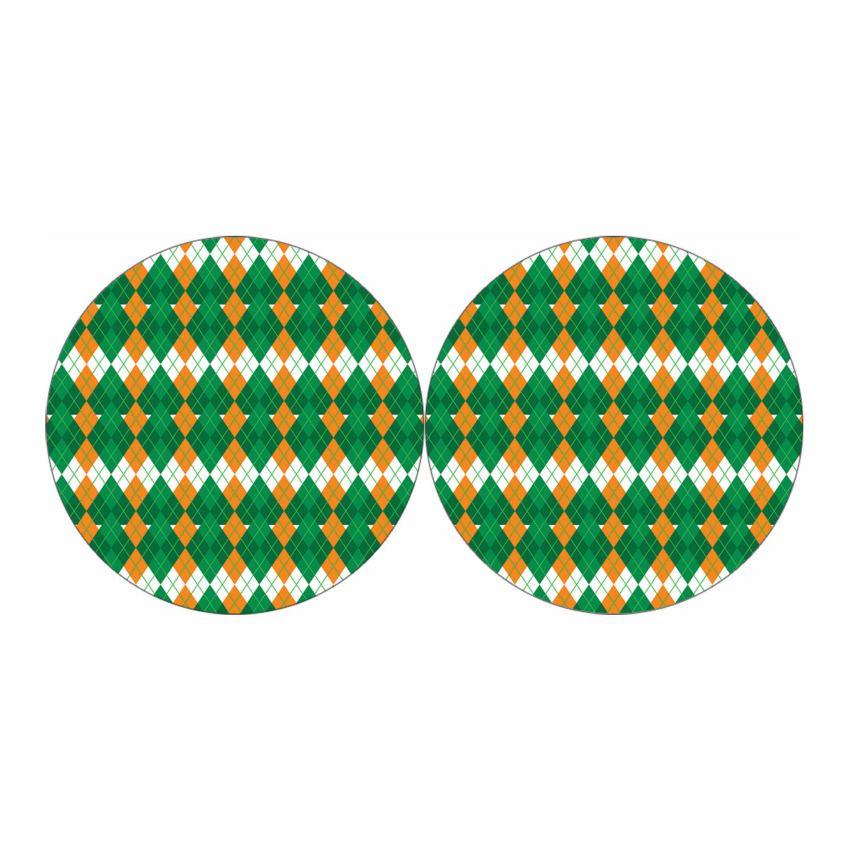 Irish Themed Argyle Pattern Print Car Coasters