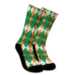 Irish Themed Argyle Pattern Print Crew Socks