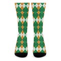 Irish Themed Argyle Pattern Print Crew Socks