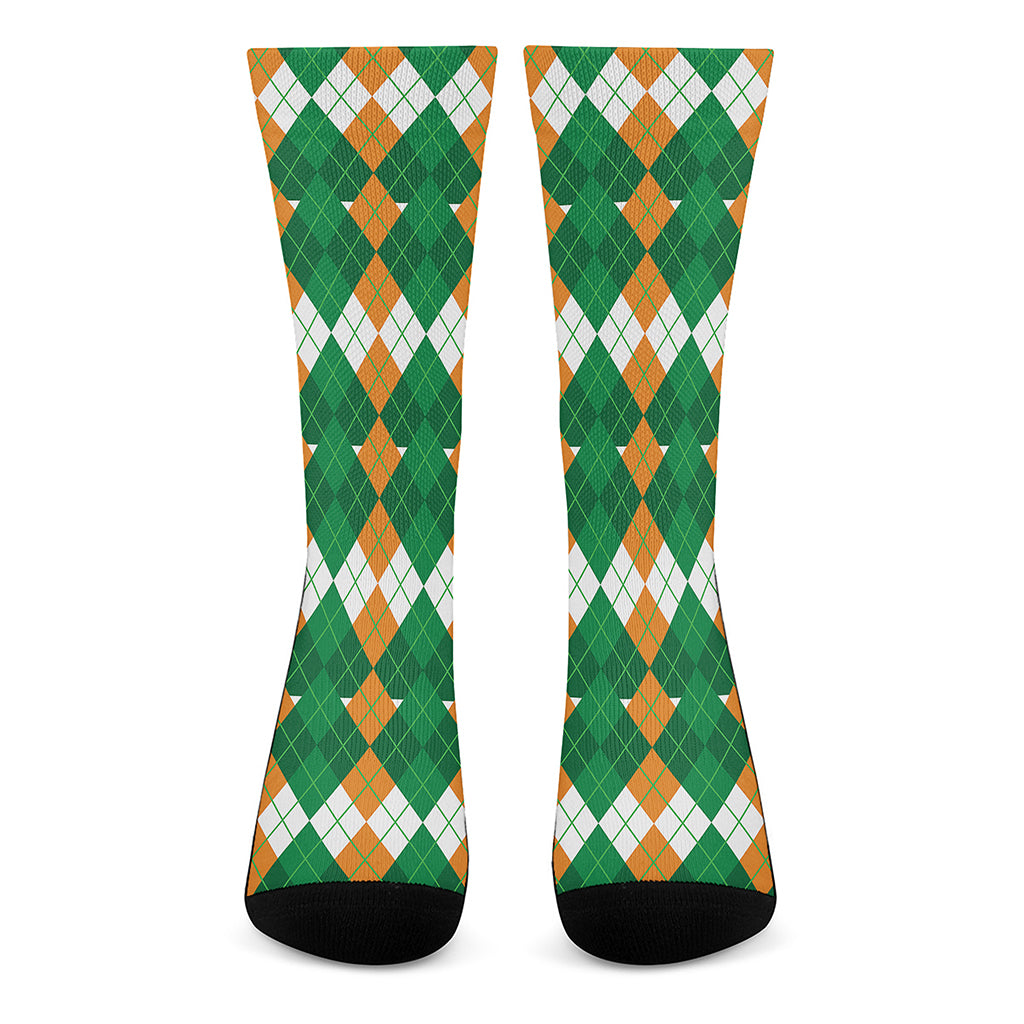 Irish Themed Argyle Pattern Print Crew Socks