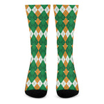 Irish Themed Argyle Pattern Print Crew Socks