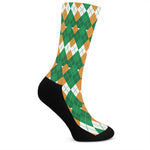 Irish Themed Argyle Pattern Print Crew Socks