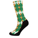 Irish Themed Argyle Pattern Print Crew Socks