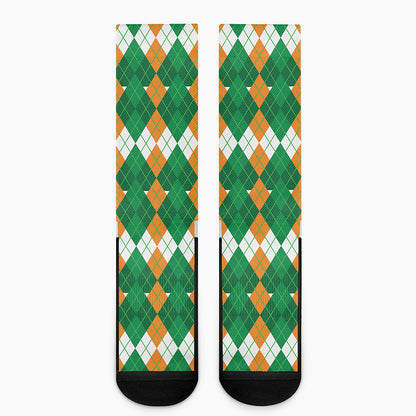 Irish Themed Argyle Pattern Print Crew Socks