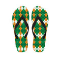 Irish Themed Argyle Pattern Print Flip Flops