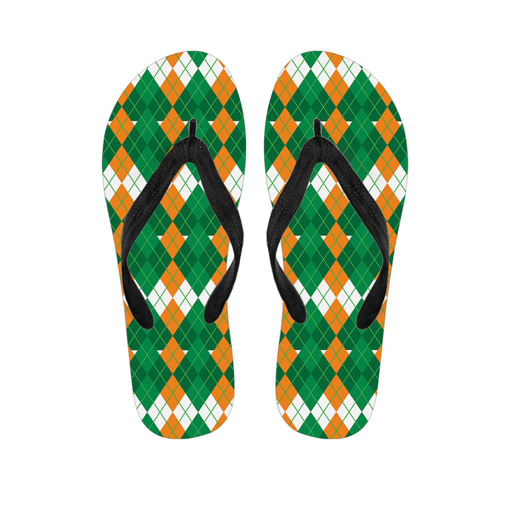 Irish Themed Argyle Pattern Print Flip Flops