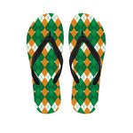 Irish Themed Argyle Pattern Print Flip Flops