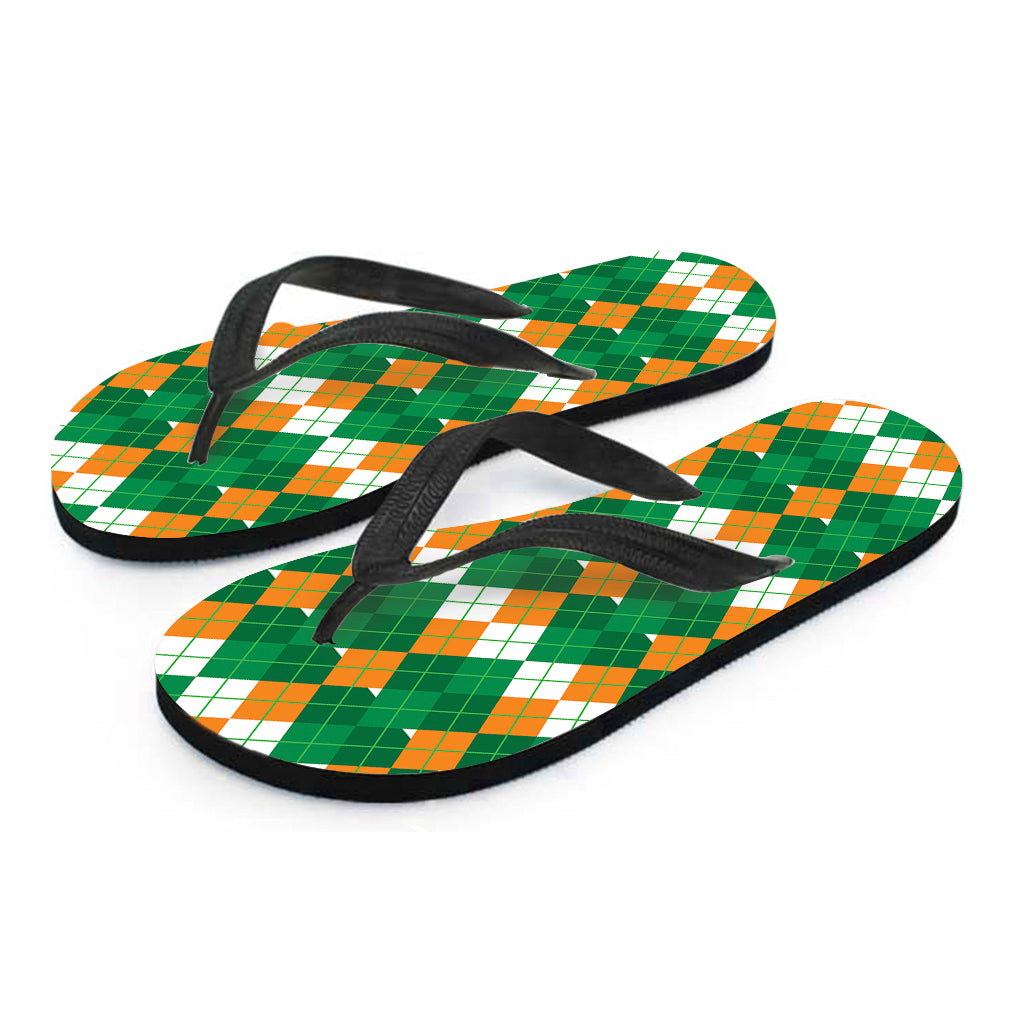 Irish Themed Argyle Pattern Print Flip Flops