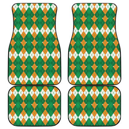 Irish Themed Argyle Pattern Print Front and Back Car Floor Mats