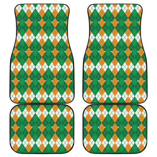 Irish Themed Argyle Pattern Print Front and Back Car Floor Mats