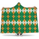 Irish Themed Argyle Pattern Print Hooded Blanket