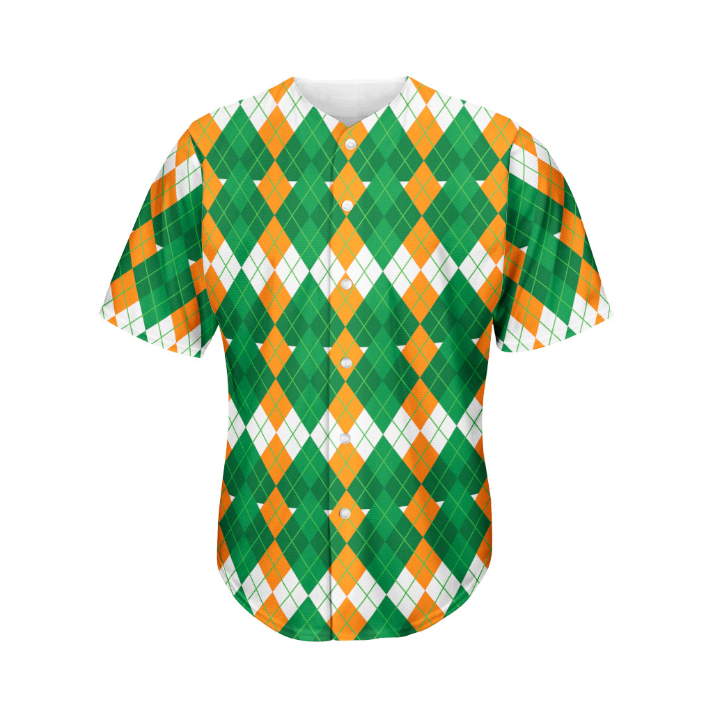 Irish Themed Argyle Pattern Print Men's Baseball Jersey