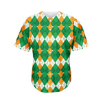 Irish Themed Argyle Pattern Print Men's Baseball Jersey