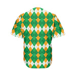 Irish Themed Argyle Pattern Print Men's Baseball Jersey